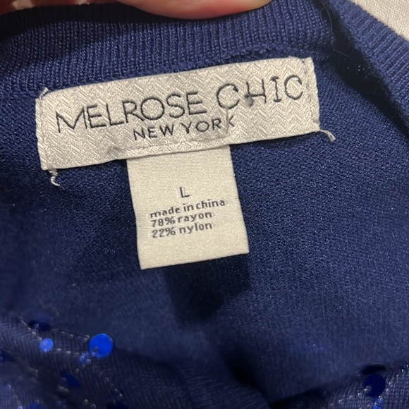 Melrose Chic | Blue Sequins Front Cardigan size Large - Picture 7 of 11